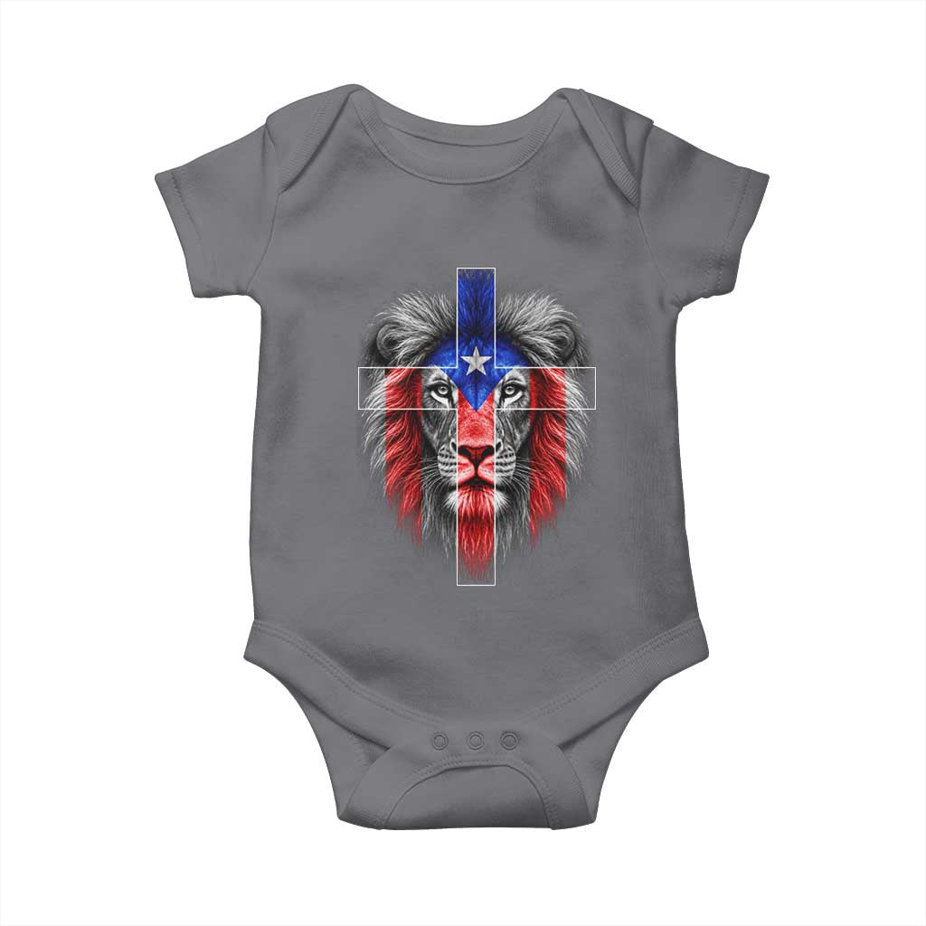 Lion of Judah Cross Puerto Rico Flag Baby Onesie Christian Faith Puerto Rican Pride