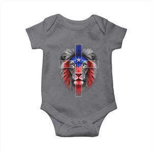 Lion of Judah Cross Puerto Rico Flag Baby Onesie Christian Faith Puerto Rican Pride