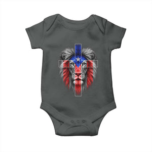Lion of Judah Cross Puerto Rico Flag Baby Onesie Christian Faith Puerto Rican Pride