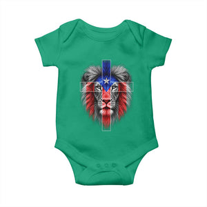 Lion of Judah Cross Puerto Rico Flag Baby Onesie Christian Faith Puerto Rican Pride