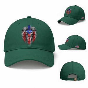 Lion of Judah Cross Puerto Rico Flag Baseball Cap Christian Faith Puerto Rican Pride