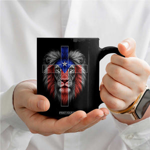 Lion of Judah Cross Puerto Rico Flag Coffee Mug Christian Faith Puerto Rican Pride