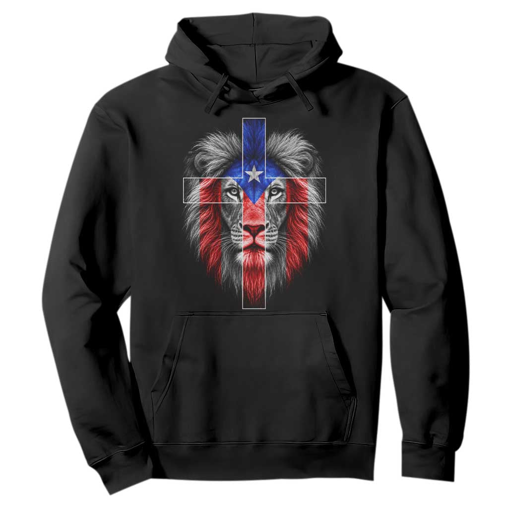 Lion of Judah Cross Puerto Rico Flag Hoodie Christian Faith Puerto Rican Pride