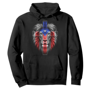 Lion of Judah Cross Puerto Rico Flag Hoodie Christian Faith Puerto Rican Pride