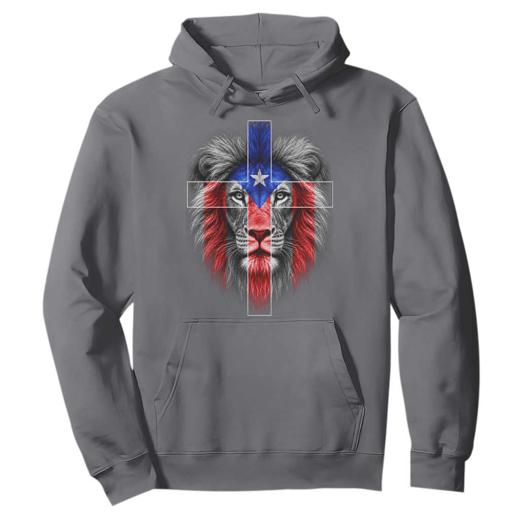 Lion of Judah Cross Puerto Rico Flag Hoodie Christian Faith Puerto Rican Pride