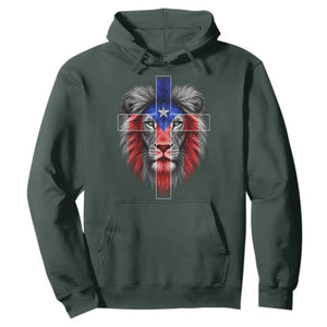 Lion of Judah Cross Puerto Rico Flag Hoodie Christian Faith Puerto Rican Pride
