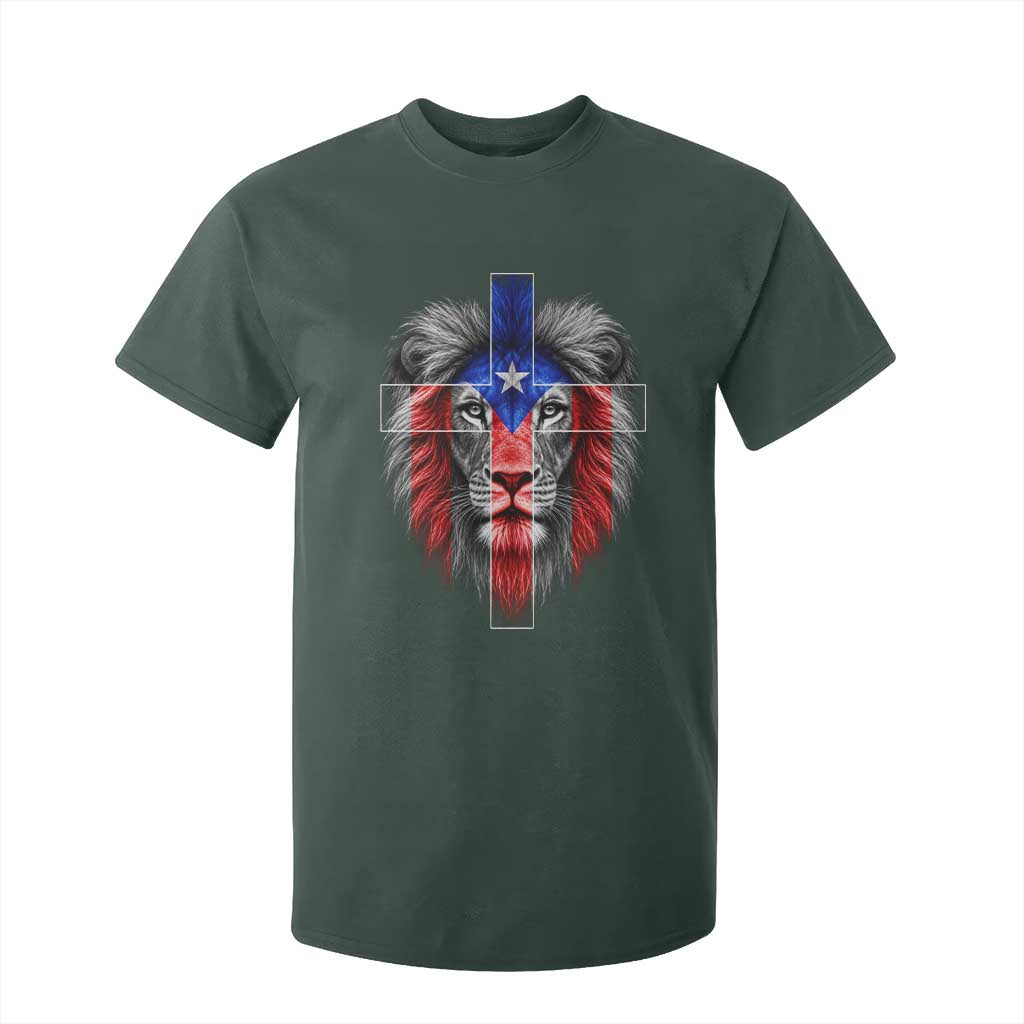 Lion of Judah Cross Puerto Rico Flag T Shirt For Kid Christian Faith Puerto Rican Pride