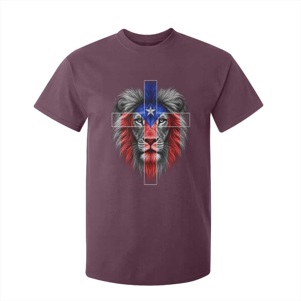 Lion of Judah Cross Puerto Rico Flag T Shirt For Kid Christian Faith Puerto Rican Pride
