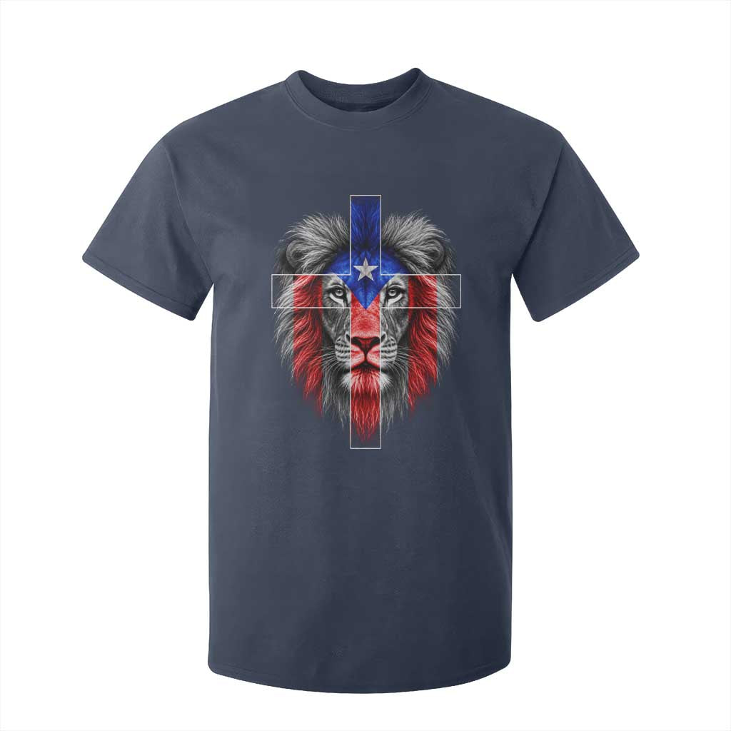 Lion of Judah Cross Puerto Rico Flag T Shirt For Kid Christian Faith Puerto Rican Pride