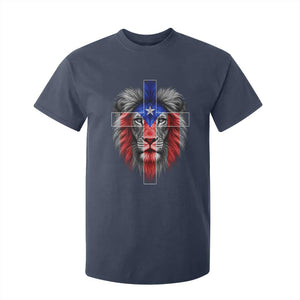 Lion of Judah Cross Puerto Rico Flag T Shirt For Kid Christian Faith Puerto Rican Pride