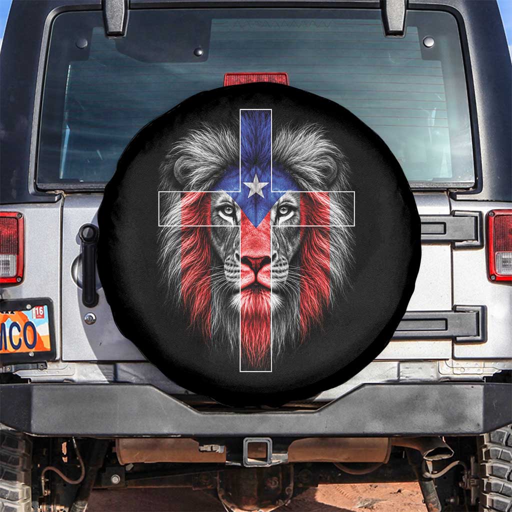 Lion of Judah Cross Puerto Rico Flag Spare Tire Cover Christian Faith Puerto Rican Pride