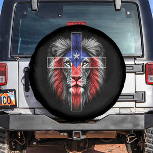 Lion of Judah Cross Puerto Rico Flag Spare Tire Cover Christian Faith Puerto Rican Pride