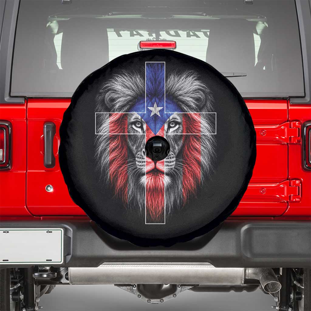 Lion of Judah Cross Puerto Rico Flag Spare Tire Cover Christian Faith Puerto Rican Pride