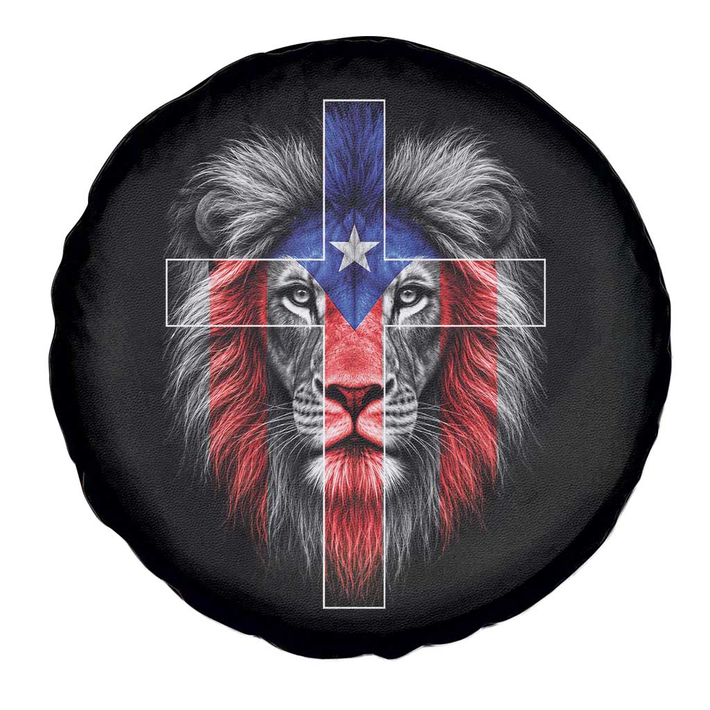 Lion of Judah Cross Puerto Rico Flag Spare Tire Cover Christian Faith Puerto Rican Pride