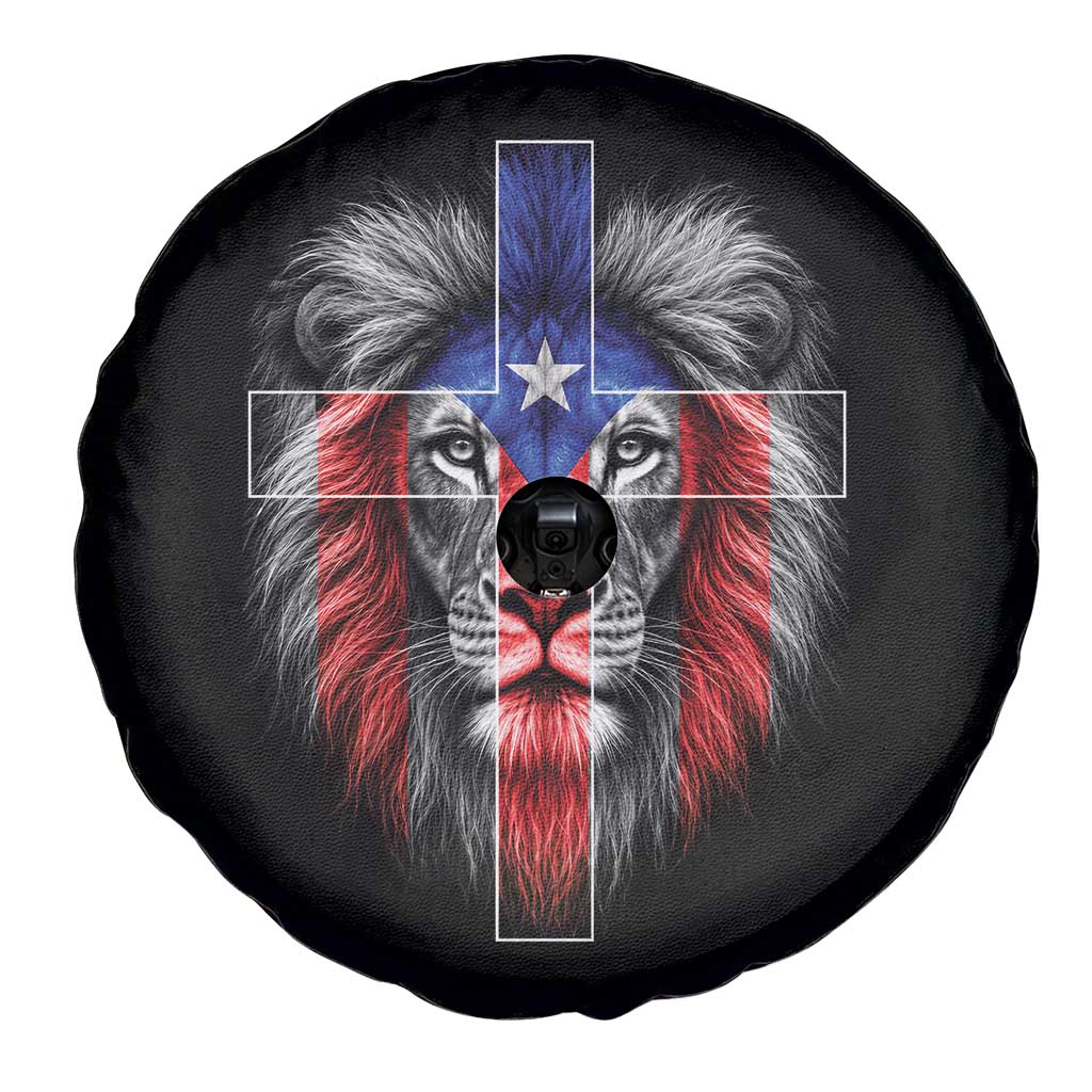 Lion of Judah Cross Puerto Rico Flag Spare Tire Cover Christian Faith Puerto Rican Pride