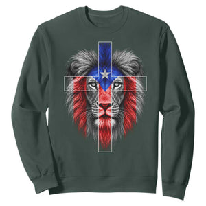 Lion of Judah Cross Puerto Rico Flag Sweatshirt Christian Faith Puerto Rican Pride