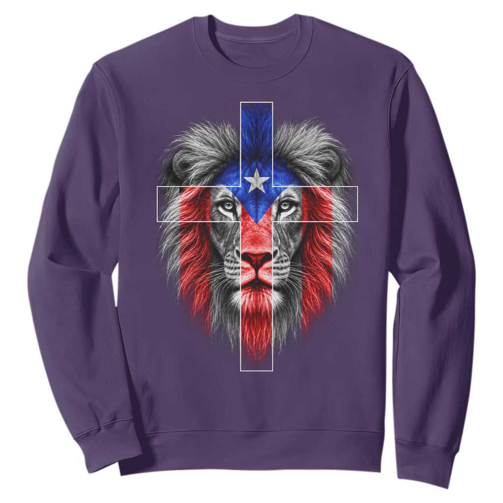 Lion of Judah Cross Puerto Rico Flag Sweatshirt Christian Faith Puerto Rican Pride