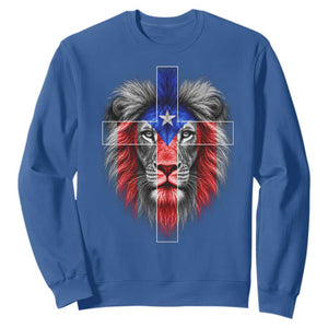 Lion of Judah Cross Puerto Rico Flag Sweatshirt Christian Faith Puerto Rican Pride