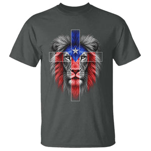 Lion of Judah Cross Puerto Rico Flag T Shirt Christian Faith Puerto Rican Pride