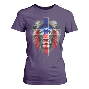 Lion of Judah Cross Puerto Rico Flag T Shirt For Women Christian Faith Puerto Rican Pride