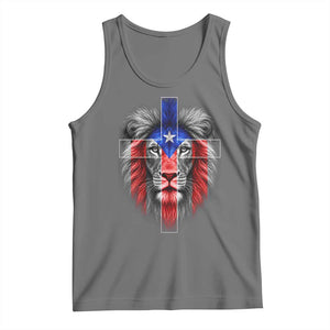 Lion of Judah Cross Puerto Rico Flag Tank Top Christian Faith Puerto Rican Pride