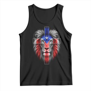 Lion of Judah Cross Puerto Rico Flag Tank Top Christian Faith Puerto Rican Pride