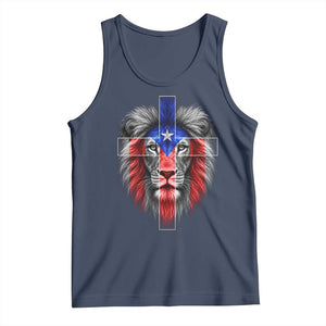 Lion of Judah Cross Puerto Rico Flag Tank Top Christian Faith Puerto Rican Pride