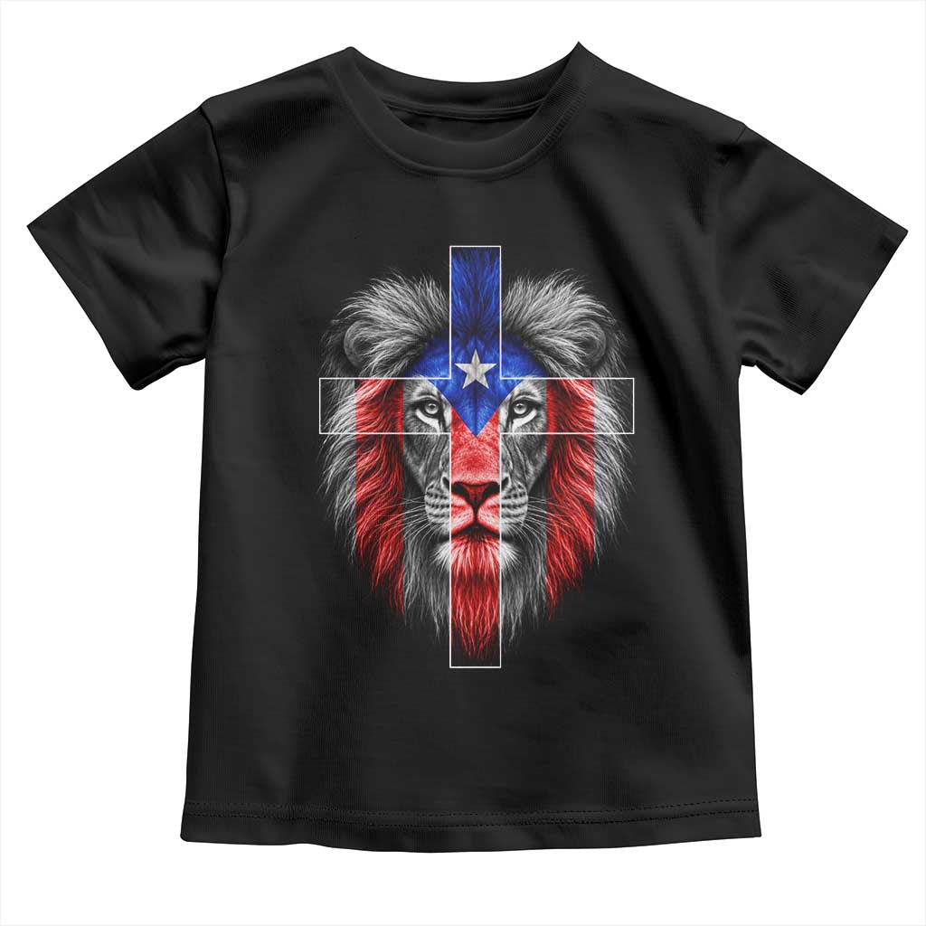 Lion of Judah Cross Puerto Rico Flag Toddler T Shirt Christian Faith Puerto Rican Pride