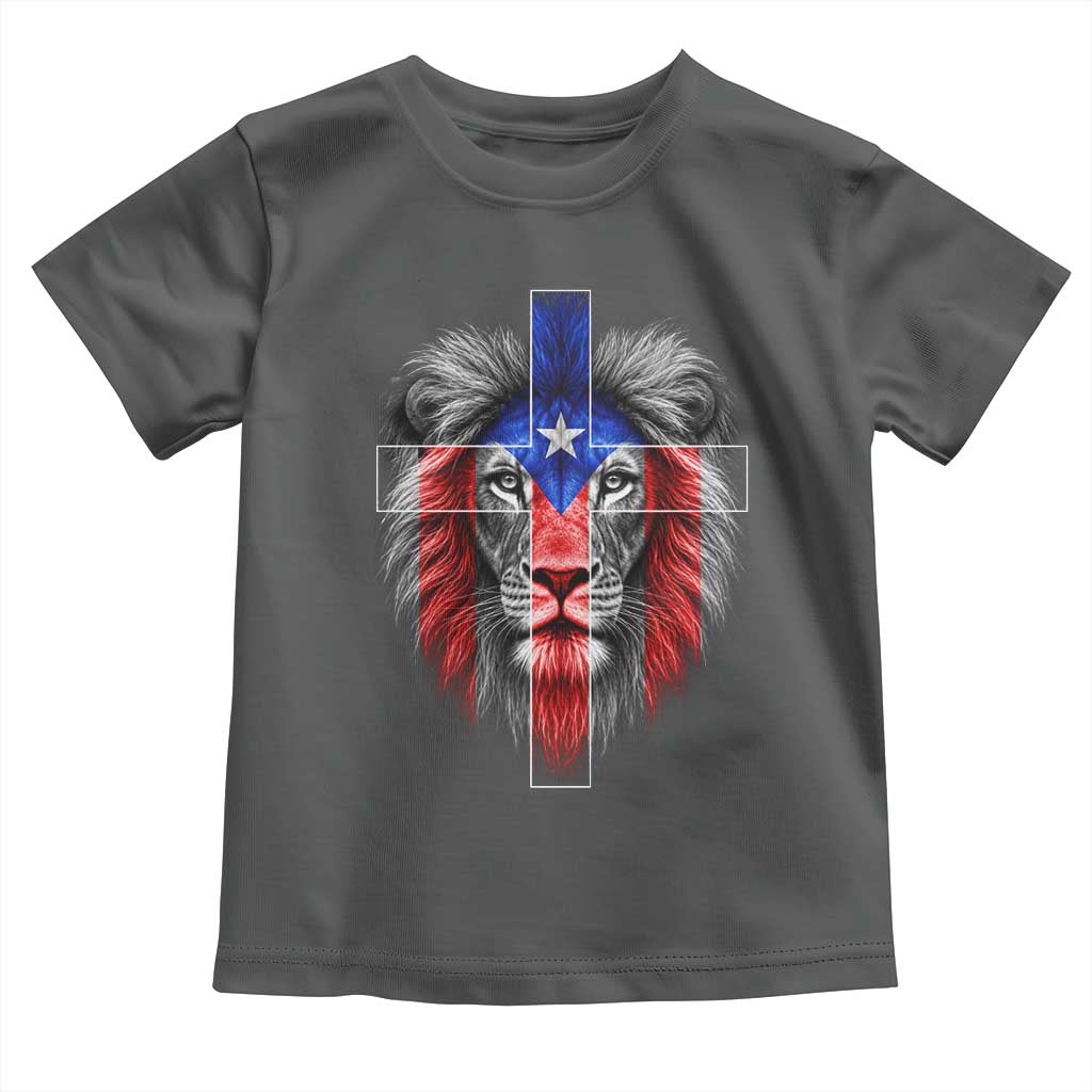 Lion of Judah Cross Puerto Rico Flag Toddler T Shirt Christian Faith Puerto Rican Pride