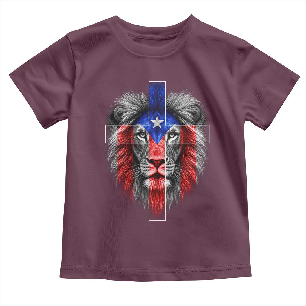 Lion of Judah Cross Puerto Rico Flag Toddler T Shirt Christian Faith Puerto Rican Pride
