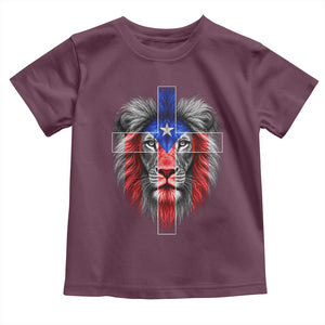 Lion of Judah Cross Puerto Rico Flag Toddler T Shirt Christian Faith Puerto Rican Pride