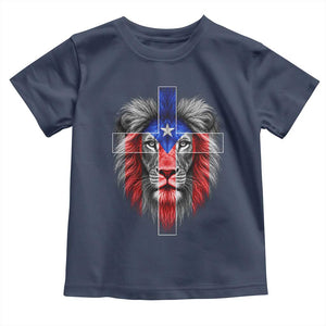 Lion of Judah Cross Puerto Rico Flag Toddler T Shirt Christian Faith Puerto Rican Pride