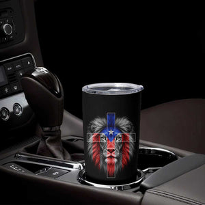 Lion of Judah Cross Puerto Rico Flag Tumbler Cup Christian Faith Puerto Rican Pride