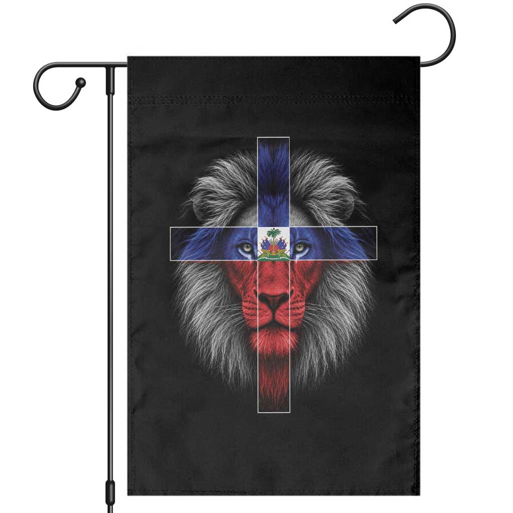Lion of Judah Cross Haiti Flag Garden Flag Christian Faith Haitian Pride TS10 Black Print Your Wear