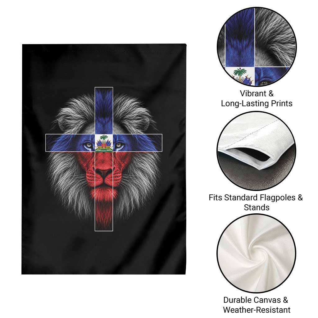 Lion of Judah Cross Haiti Flag Garden Flag Christian Faith Haitian Pride