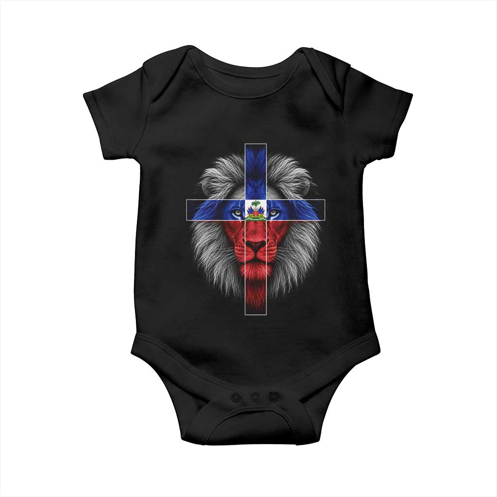 Lion of Judah Cross Haiti Flag Baby Onesie Christian Faith Haitian Pride