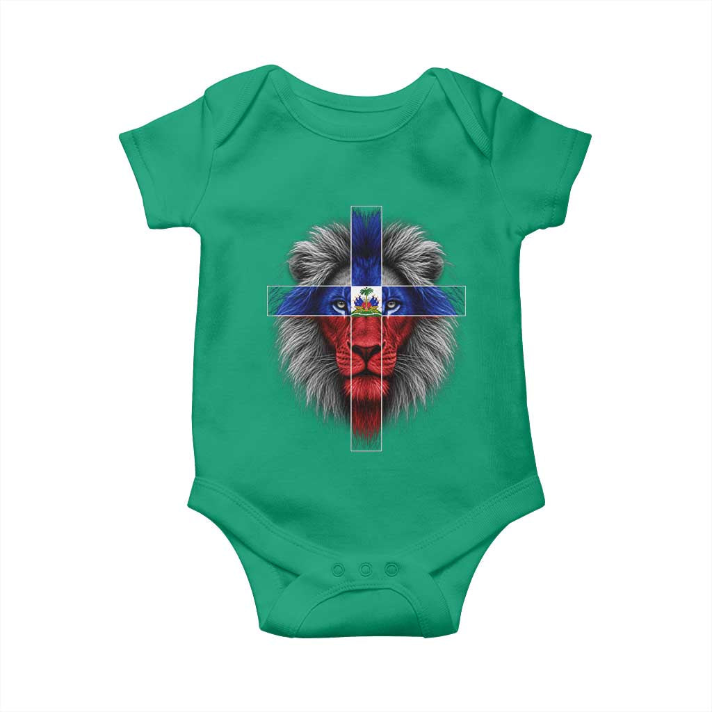 Lion of Judah Cross Haiti Flag Baby Onesie Christian Faith Haitian Pride