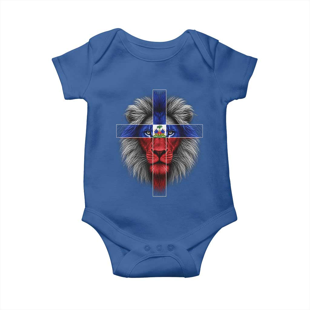 Lion of Judah Cross Haiti Flag Baby Onesie Christian Faith Haitian Pride