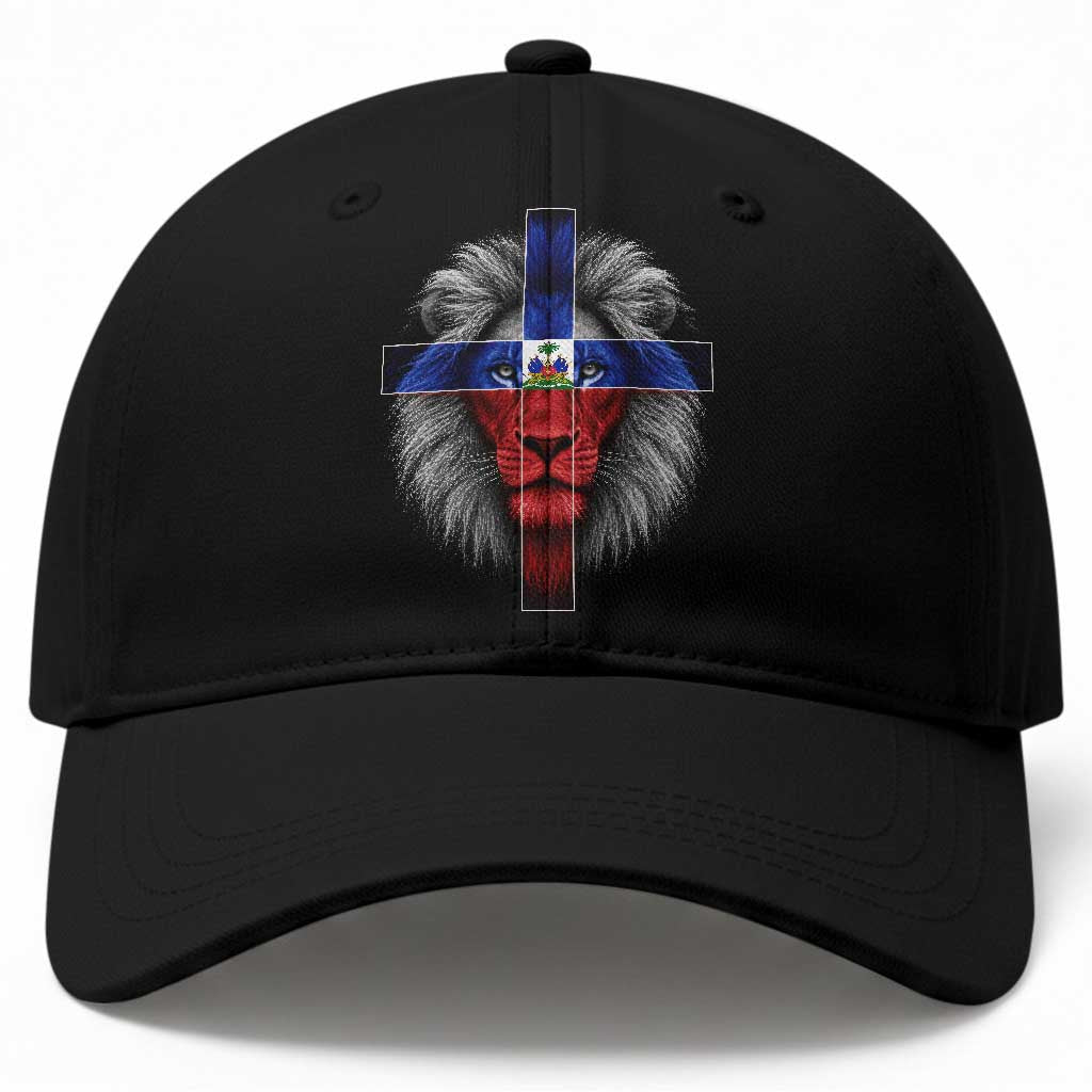 Lion of Judah Cross Haiti Flag Baseball Cap Christian Faith Haitian Pride