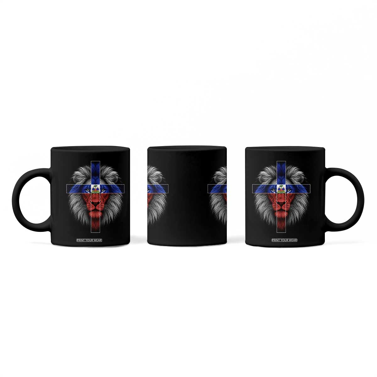 Lion of Judah Cross Haiti Flag Coffee Mug Christian Faith Haitian Pride