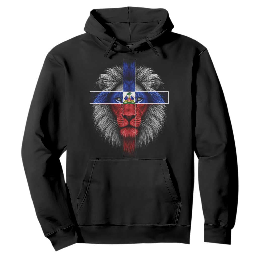 Lion of Judah Cross Haiti Flag Hoodie Christian Faith Haitian Pride