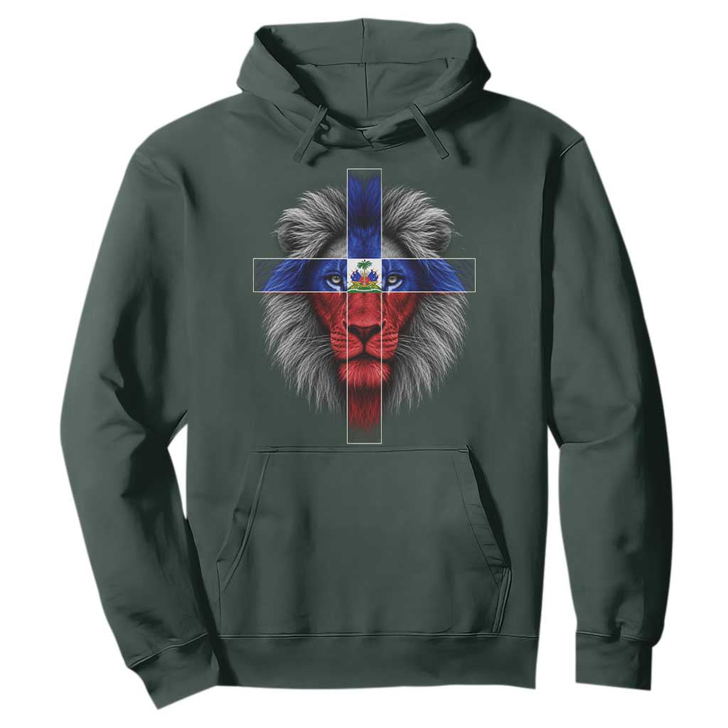 Lion of Judah Cross Haiti Flag Hoodie Christian Faith Haitian Pride