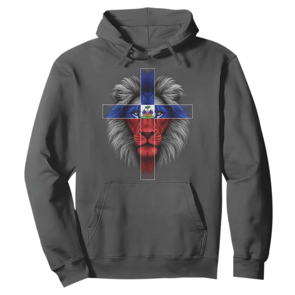Lion of Judah Cross Haiti Flag Hoodie Christian Faith Haitian Pride