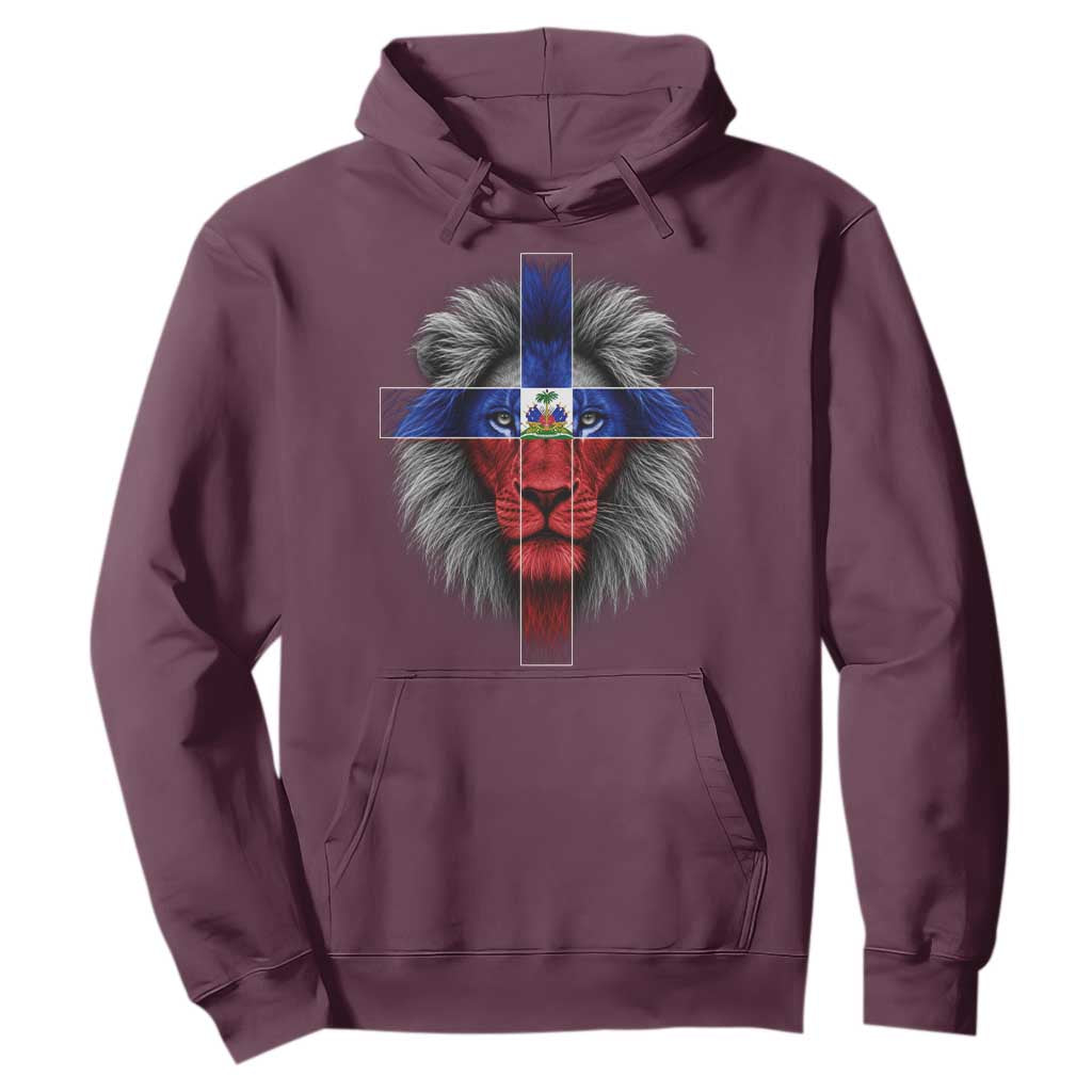 Lion of Judah Cross Haiti Flag Hoodie Christian Faith Haitian Pride