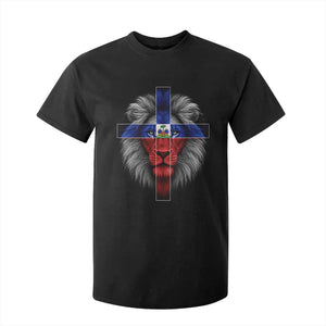 Lion of Judah Cross Haiti Flag T Shirt For Kid Christian Faith Haitian Pride