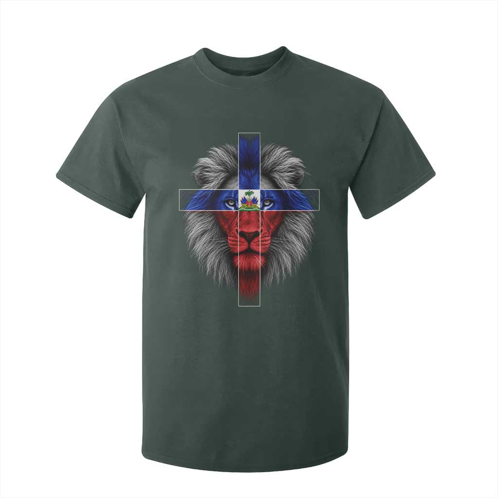 Lion of Judah Cross Haiti Flag T Shirt For Kid Christian Faith Haitian Pride