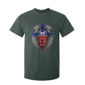 Lion of Judah Cross Haiti Flag T Shirt For Kid Christian Faith Haitian Pride