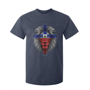 Lion of Judah Cross Haiti Flag T Shirt For Kid Christian Faith Haitian Pride