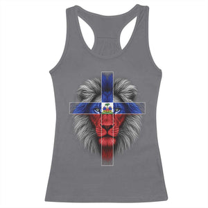 Lion of Judah Cross Haiti Flag Racerback Tank Top Christian Faith Haitian Pride