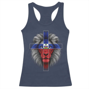 Lion of Judah Cross Haiti Flag Racerback Tank Top Christian Faith Haitian Pride